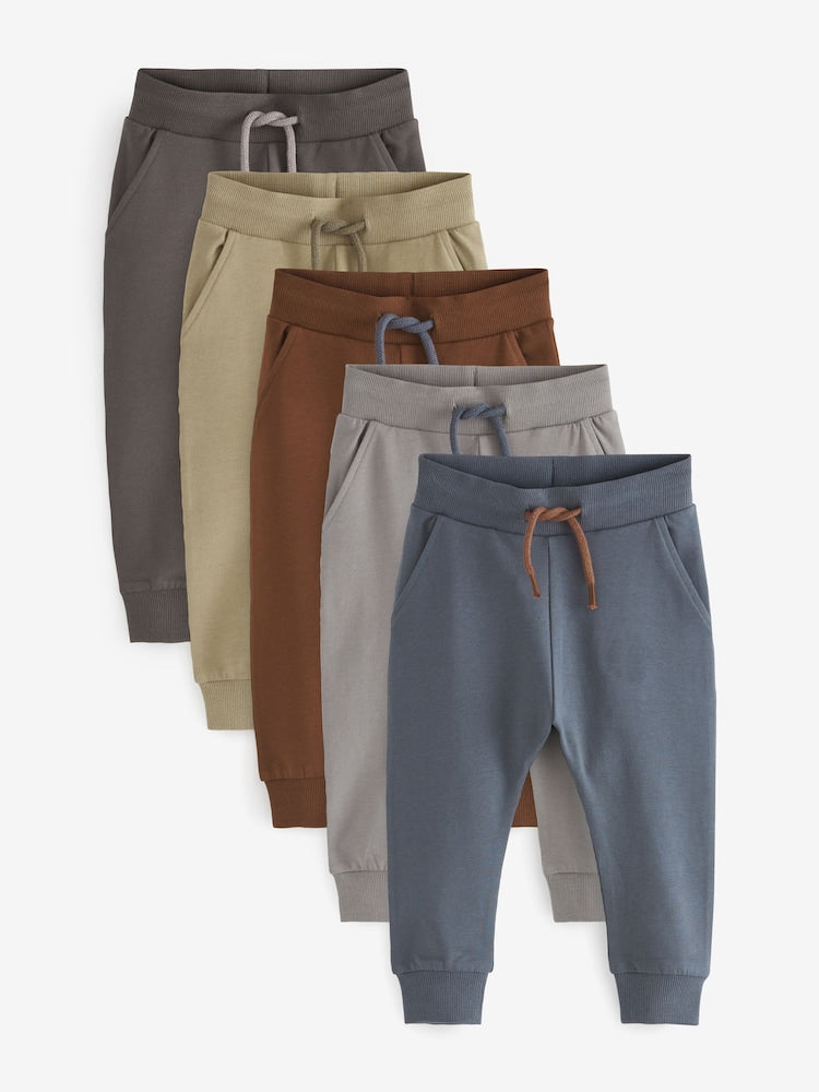 Khaki/Grey/Blue Skinny Fit Joggers 5 Pack (3mths-7yrs)