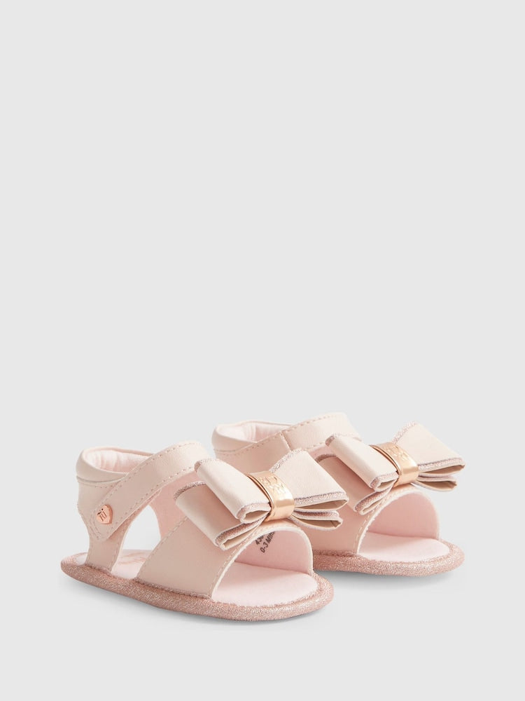 River Island Pink Sparkle Bow Sandals