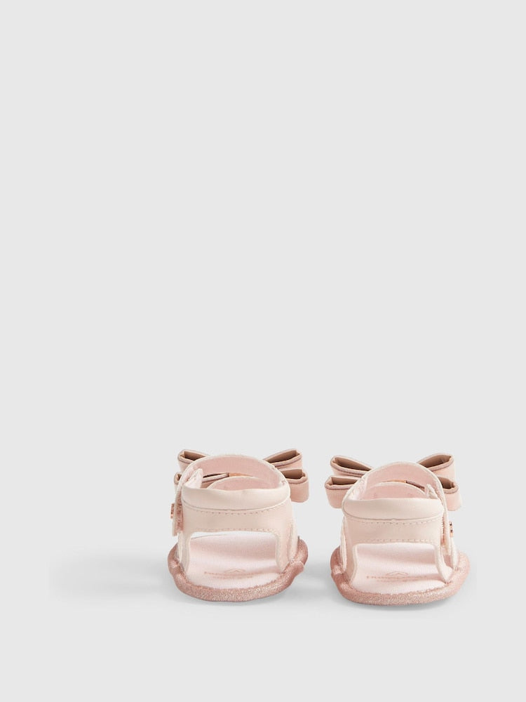 River Island Pink Sparkle Bow Sandals