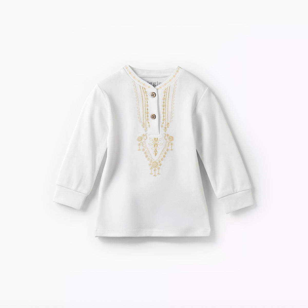 Giggles Cotton Henley Neck Long Sleeve Pyjama Set with Embroidery