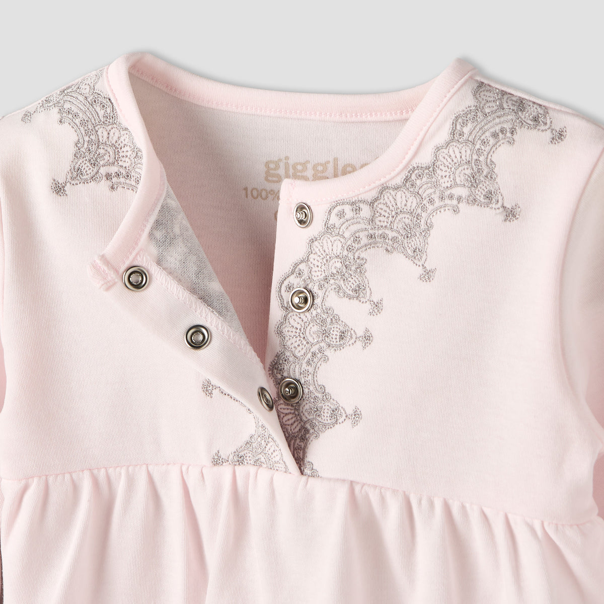 Giggles Cotton Henley Neck Long Sleeve Pyjama Set with Embroidery