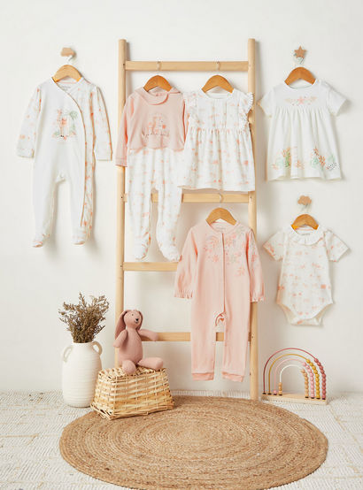 Juniors Cotton Crew Neck Long Sleeve Sleepsuit with Snap Button Closure-baby-girls-clothing-nightwear-sleepsuits-image-6