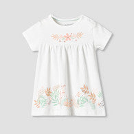 Juniors Round Neck Short Sleeve Dress with Snap Button Closure-undefined-image-1
