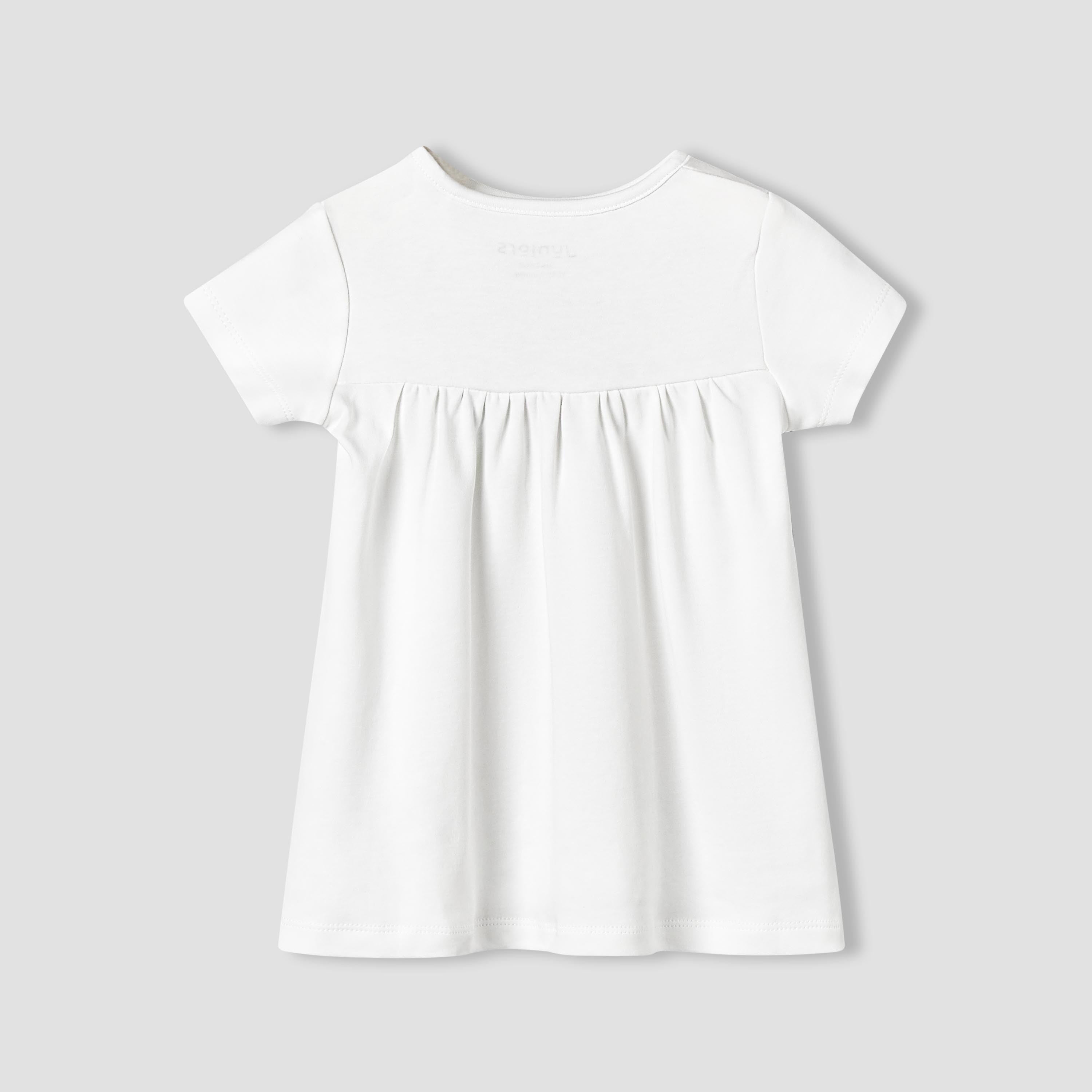 Juniors Round Neck Short Sleeve Dress with Snap Button Closure
