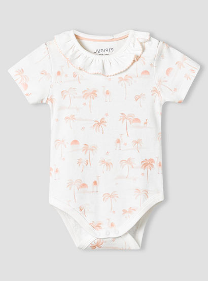 Juniors Cotton Round Neck Short Sleeve Bodysuit with Snap Button Closure-baby-girls-clothing-bodysuits-image-2