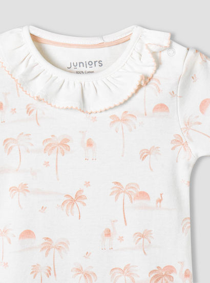 Juniors Cotton Round Neck Short Sleeve Bodysuit with Snap Button Closure-baby-girls-clothing-bodysuits-image-4