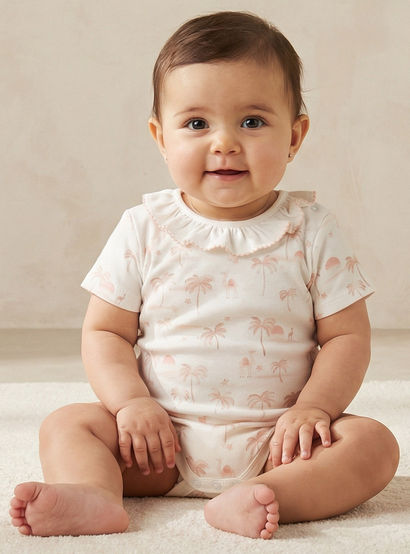 Juniors Cotton Round Neck Short Sleeve Bodysuit with Snap Button Closure-baby-girls-clothing-bodysuits-image-1