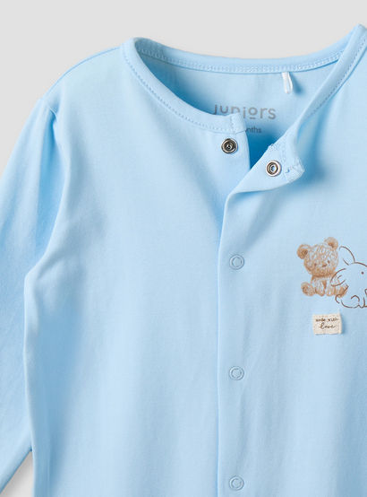 Juniors Cotton Round Neck Long Sleeves Sleepsuit with Snap Button Closure-baby-boys-clothing-nightwear-sleepsuits-image-4