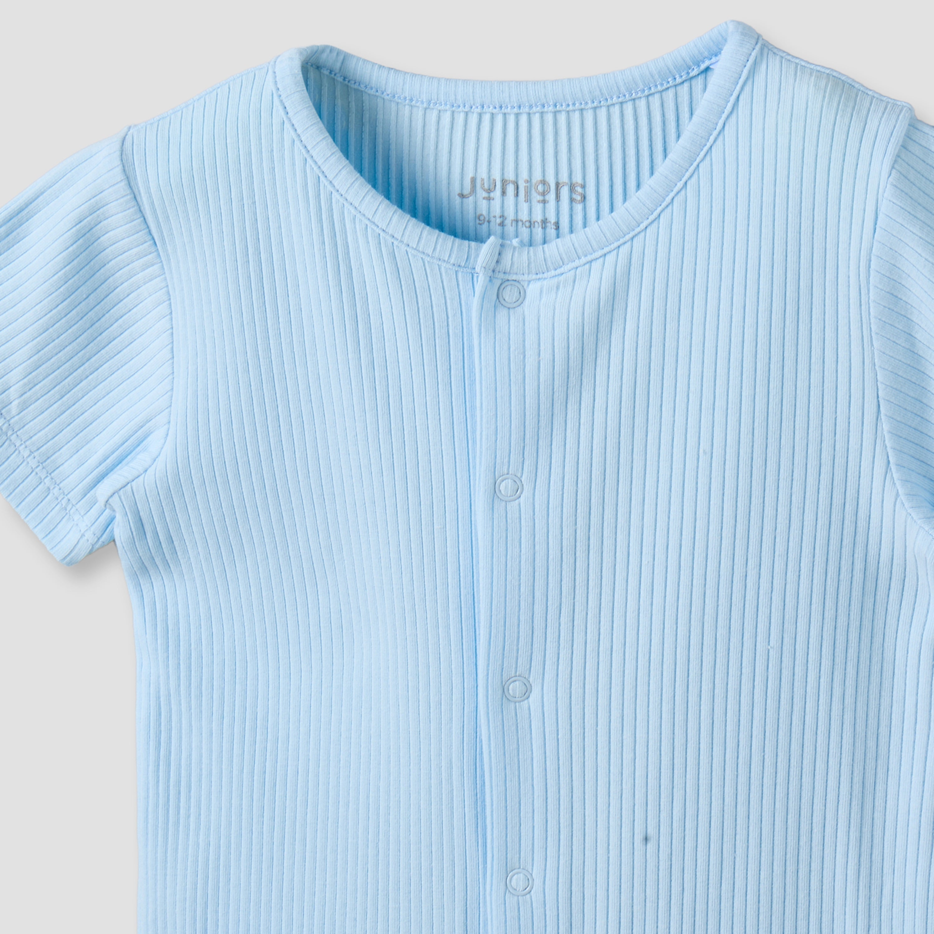 Juniors Round Neck Short Sleeves Romper with Snap Button Closure