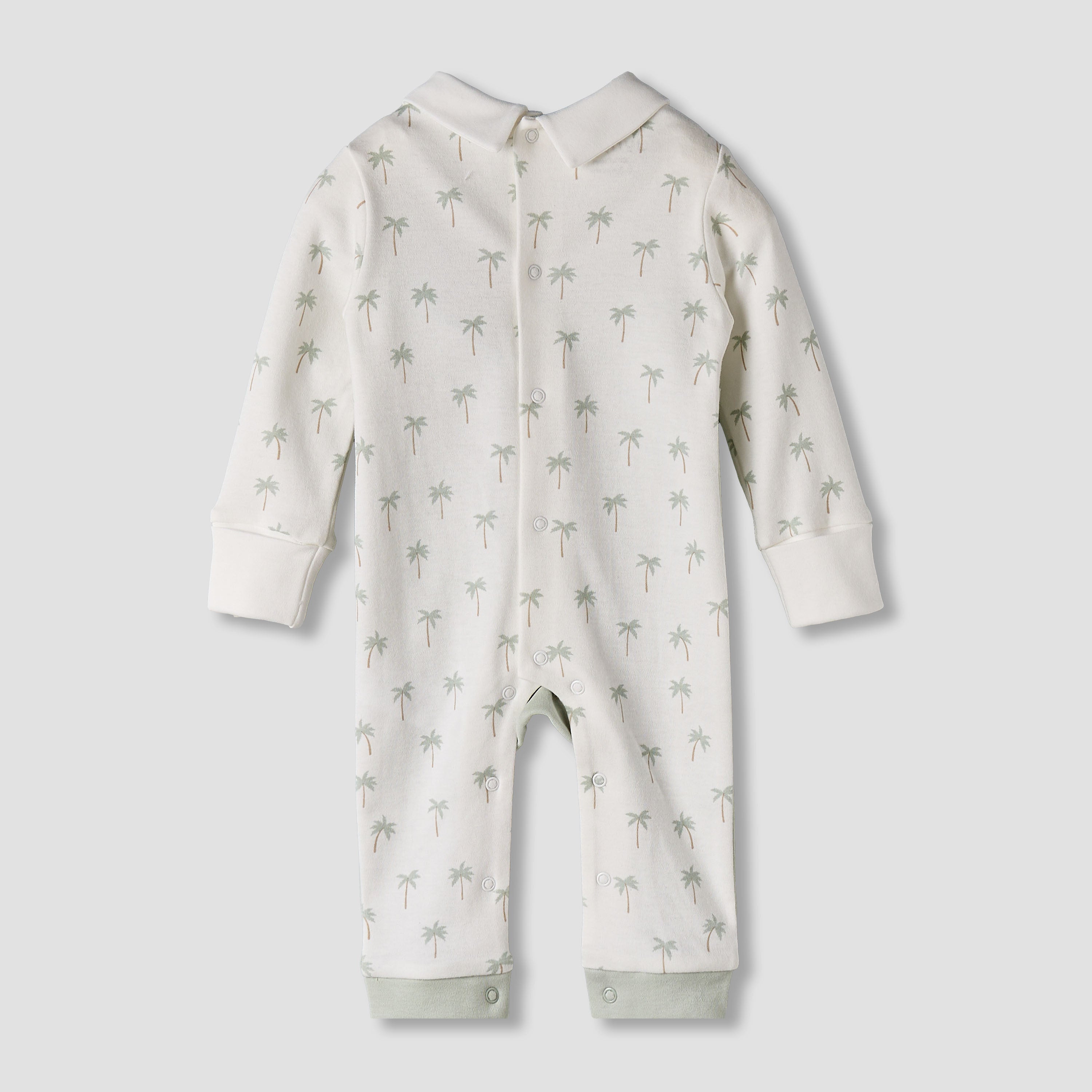 Juniors Cotton Peter Pan Collar Long Sleeves Sleepsuit with Snap Button Closure