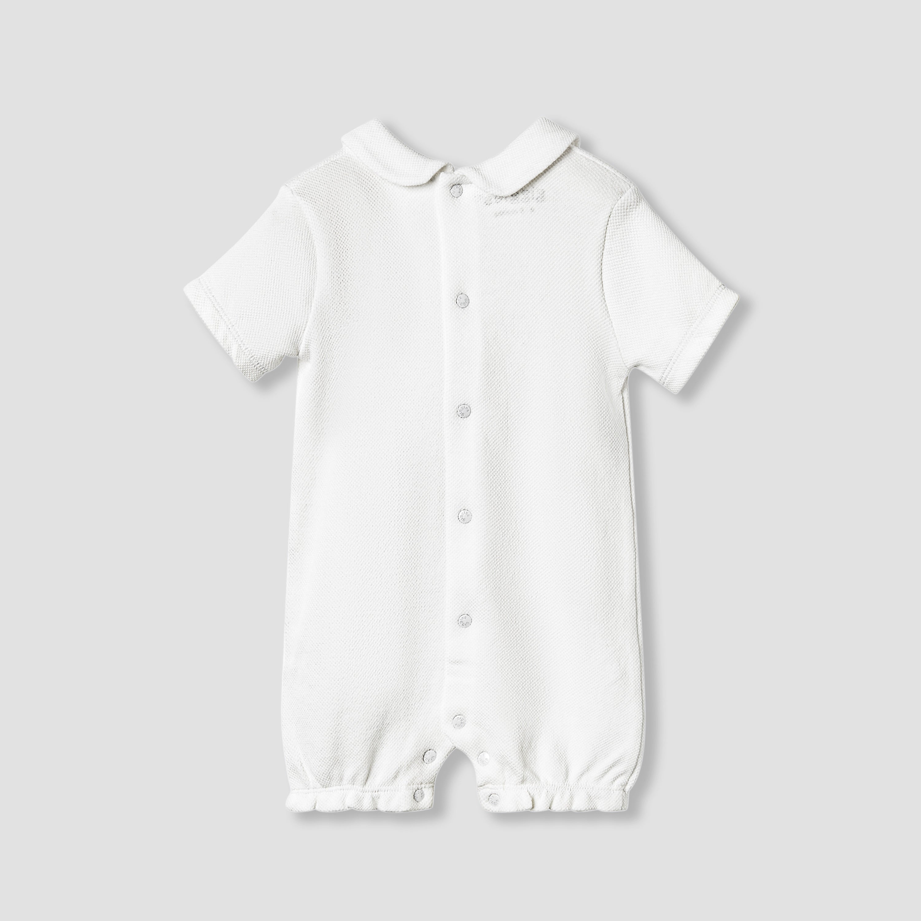 Giggles Lace Trim Collared Romper with Short Sleeves