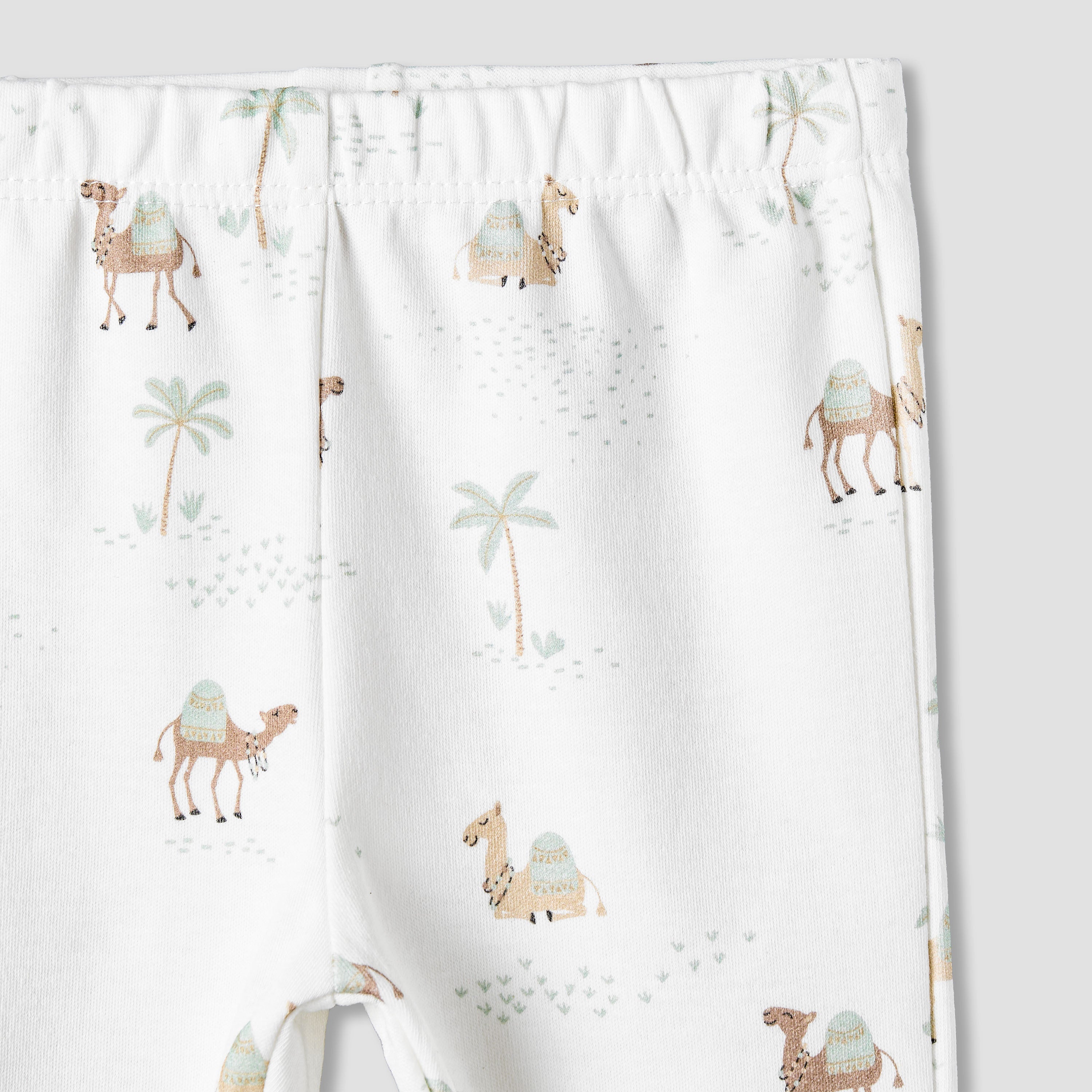 Juniors Cotton Collared Neck Long Sleeve Pyjama Set with Camel Print