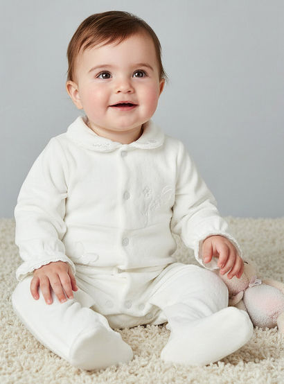 Giggles Peter Pan Collar Long Sleeves Sleepsuit with Butterfly Applique-baby-girls-clothing-nightwear-sleepsuits-image-1
