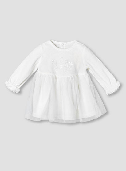Giggles Round Neck Long Sleeves A-line Dress with Butterfly Applique-baby-girls-clothing-dressesandjumpsuits-image-2