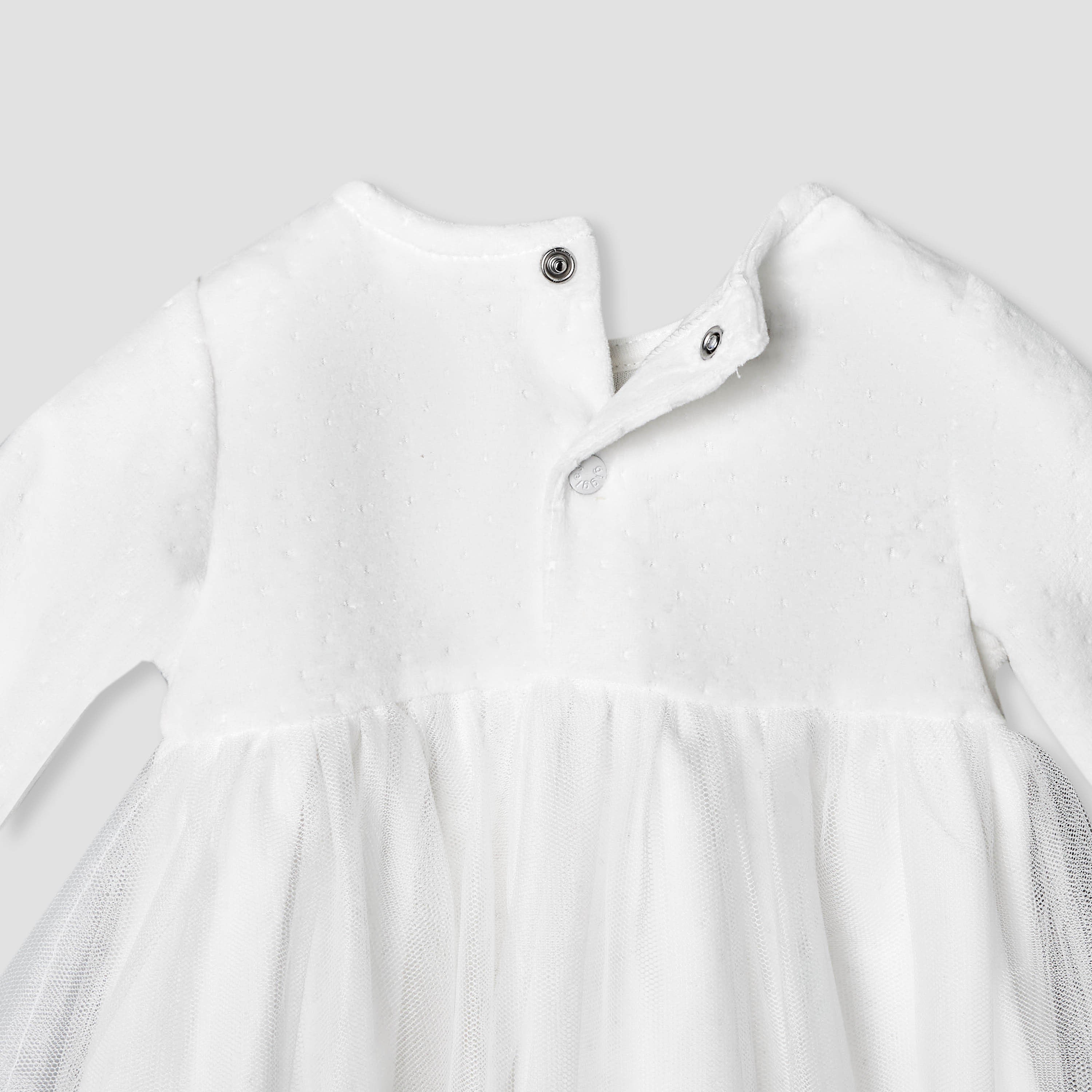 Giggles Round Neck Long Sleeves A-line Dress with Butterfly Applique