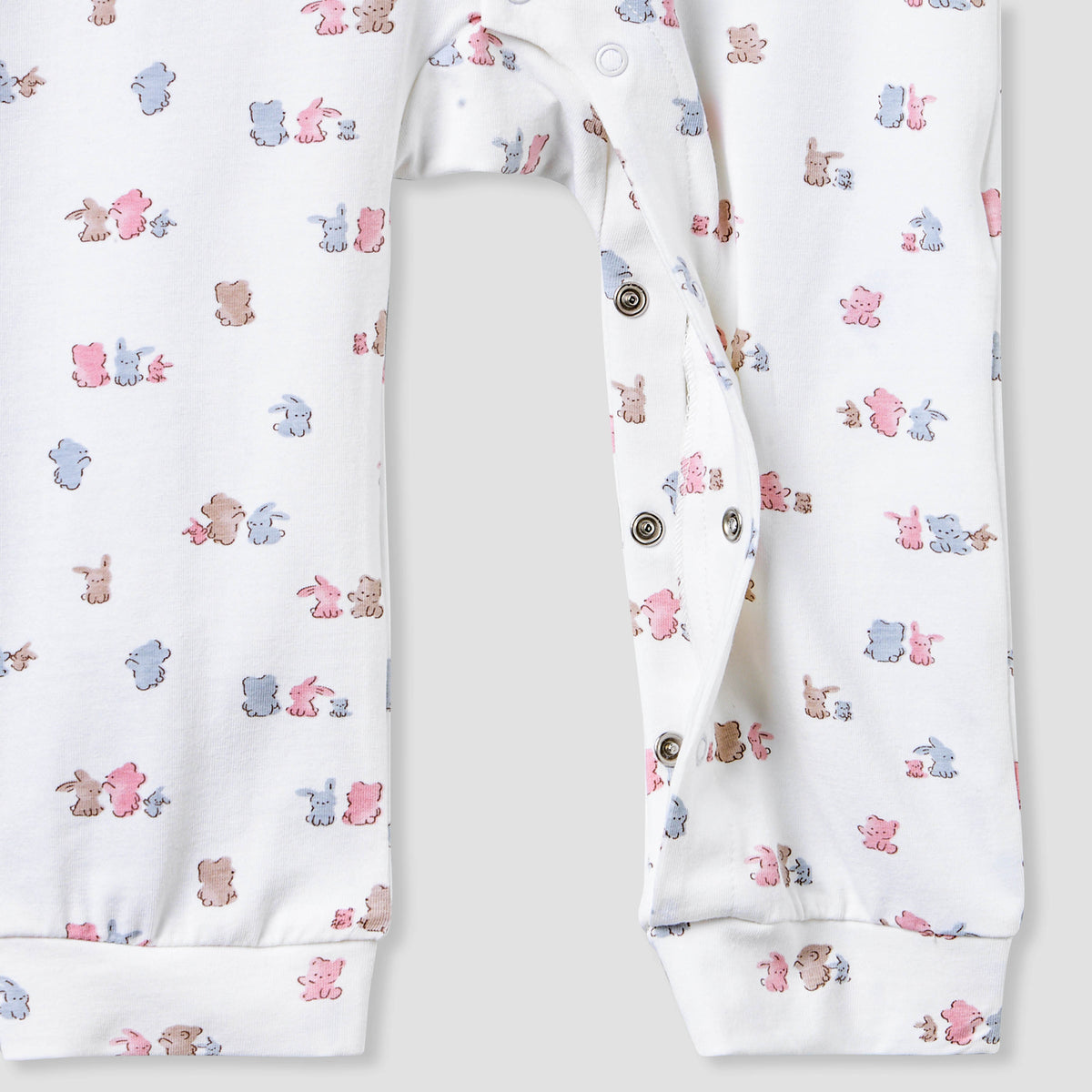 Juniors Cotton Mandarin Collar Long Sleeves Sleepsuit with Snap Button Closure