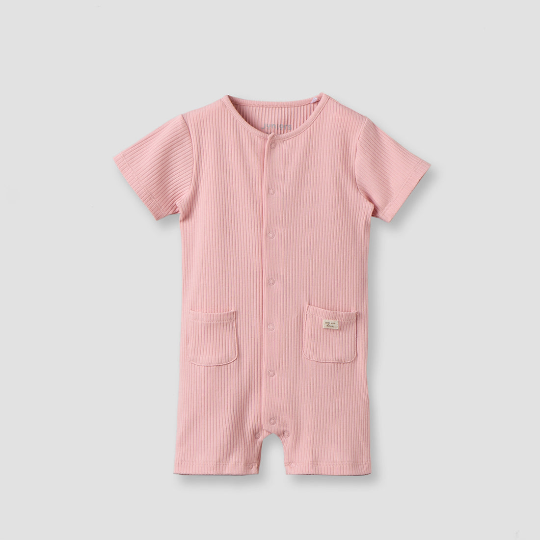 Juniors Round Neck Short Sleeves Romper with Pockets - Pink / 12-18 mths