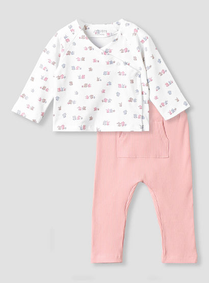 Juniors Cotton V-neck Long Sleeves Pyjama Set with Bear Print-baby-girls-clothing-nightwear-pyjamasets-image-2