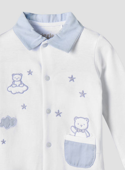 Giggles Cotton Collared Long Sleeves Sleepsuit with Embroidery-baby-boys-clothing-nightwear-sleepsuits-image-3