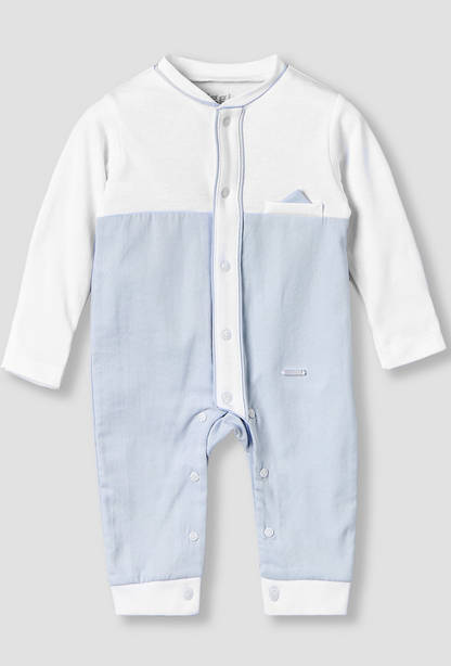 Giggles Cotton Round Neck Long Sleeves Sleepsuit with Pocket Square Detail-undefined-image-1