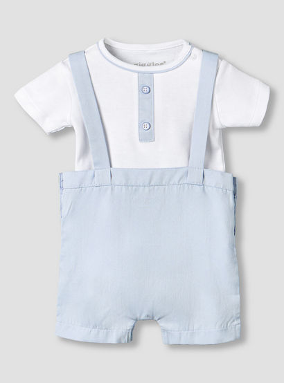 Giggles Crew Neck Short Sleeves T-shirts and Dungaree Set with Stripes-baby-boys-clothing-setsandcoords-image-1
