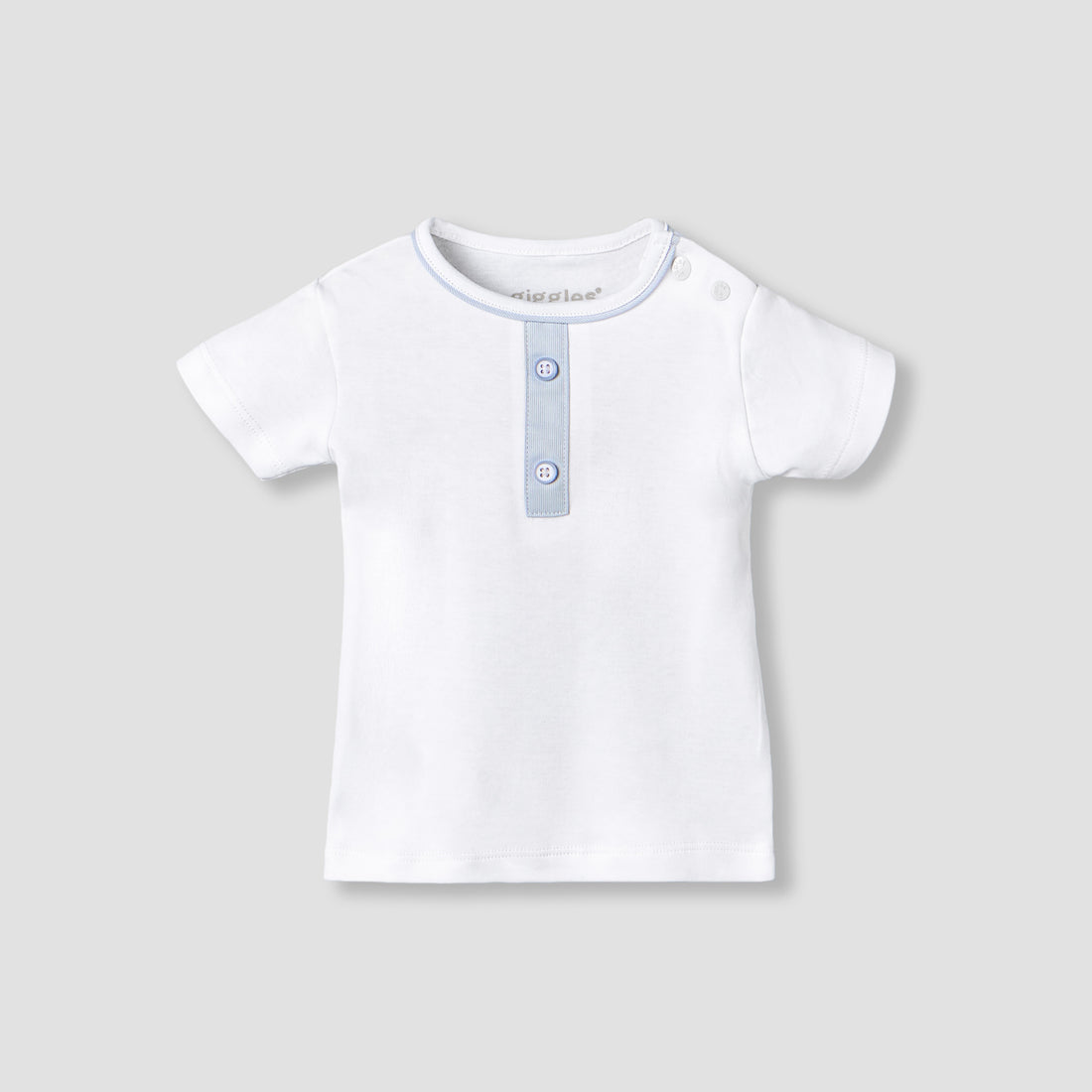 Giggles Crew Neck Short Sleeves T-shirts and Dungaree Set with Stripes