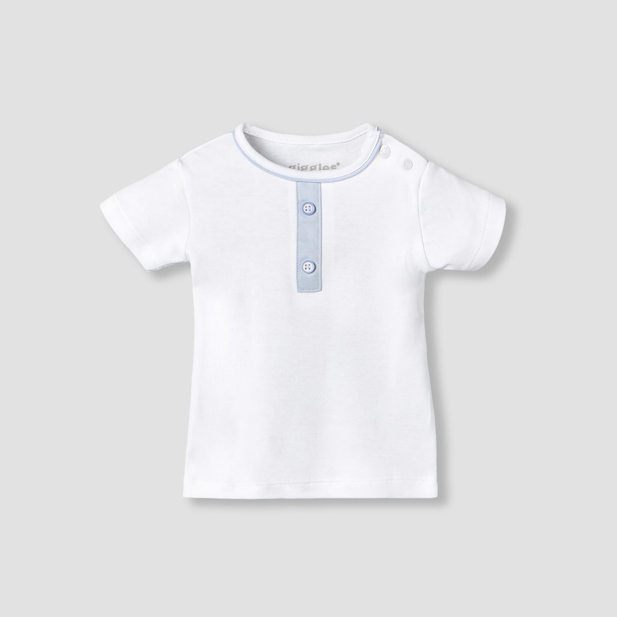 Giggles Crew Neck Short Sleeves T-shirts and Dungaree Set with Stripes