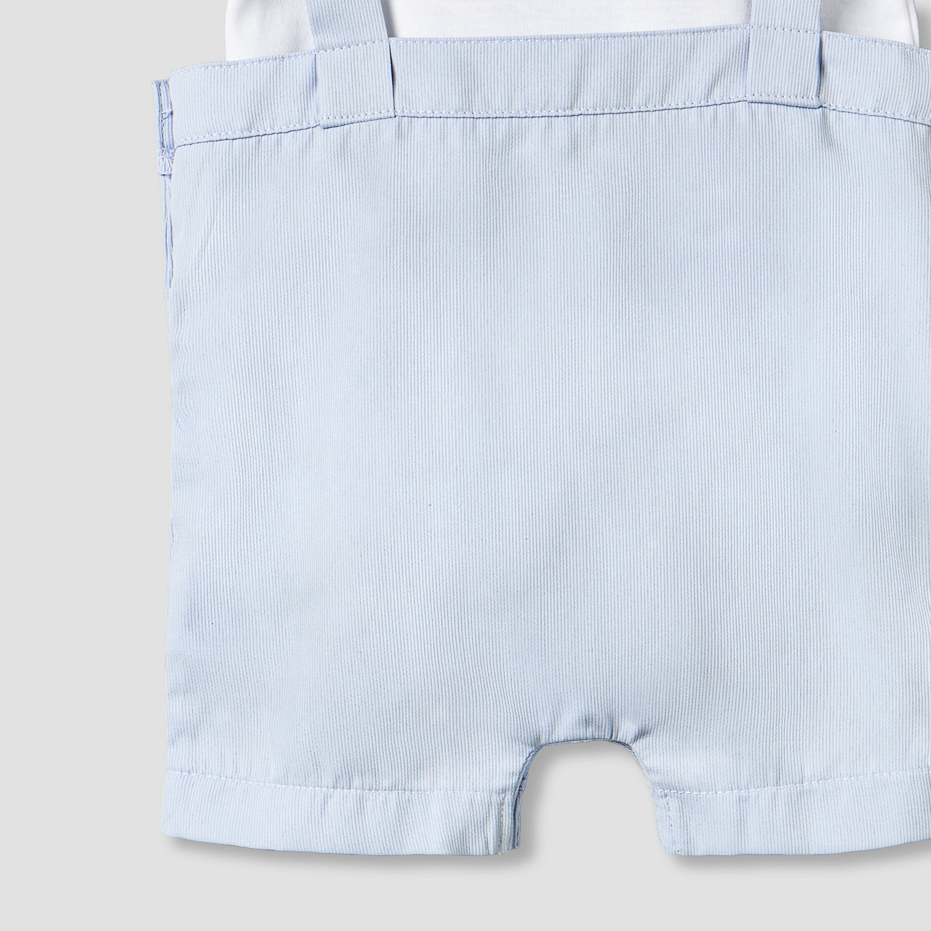 Giggles Crew Neck Short Sleeves T-shirts and Dungaree Set with Stripes