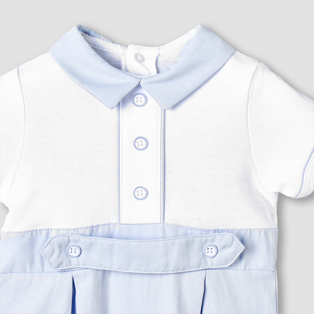 Giggles Collared Short Sleeves Romper with Panelled Design