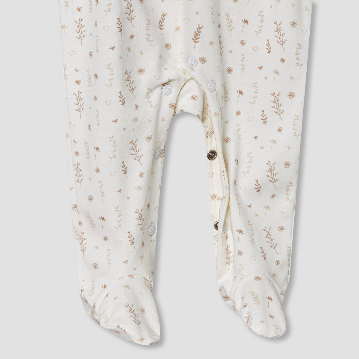 Giggles Supima Cotton Peter Pan Collar Long Sleeves Sleepsuit with Floral Print