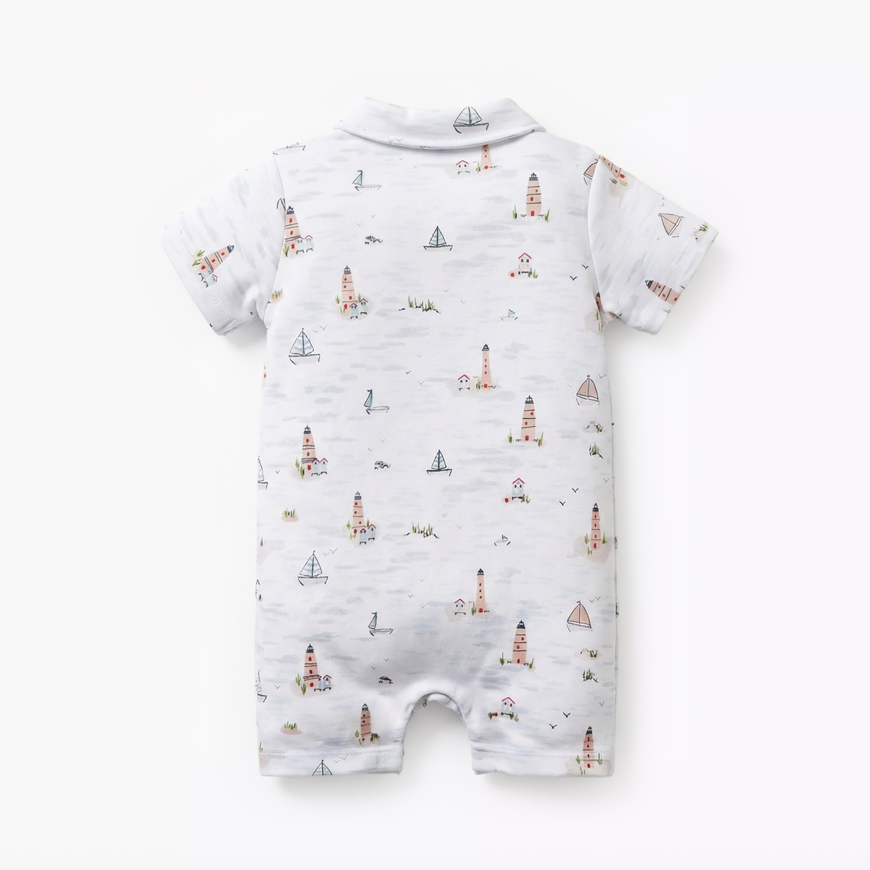 Juniors Collared Short Sleeve Romper with Button Closure
