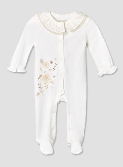 Giggles Supima Cotton Collar Long Sleeves Sleepsuit with Floral Embroidery-baby-girls-clothing-nightwear-sleepsuits-image-2