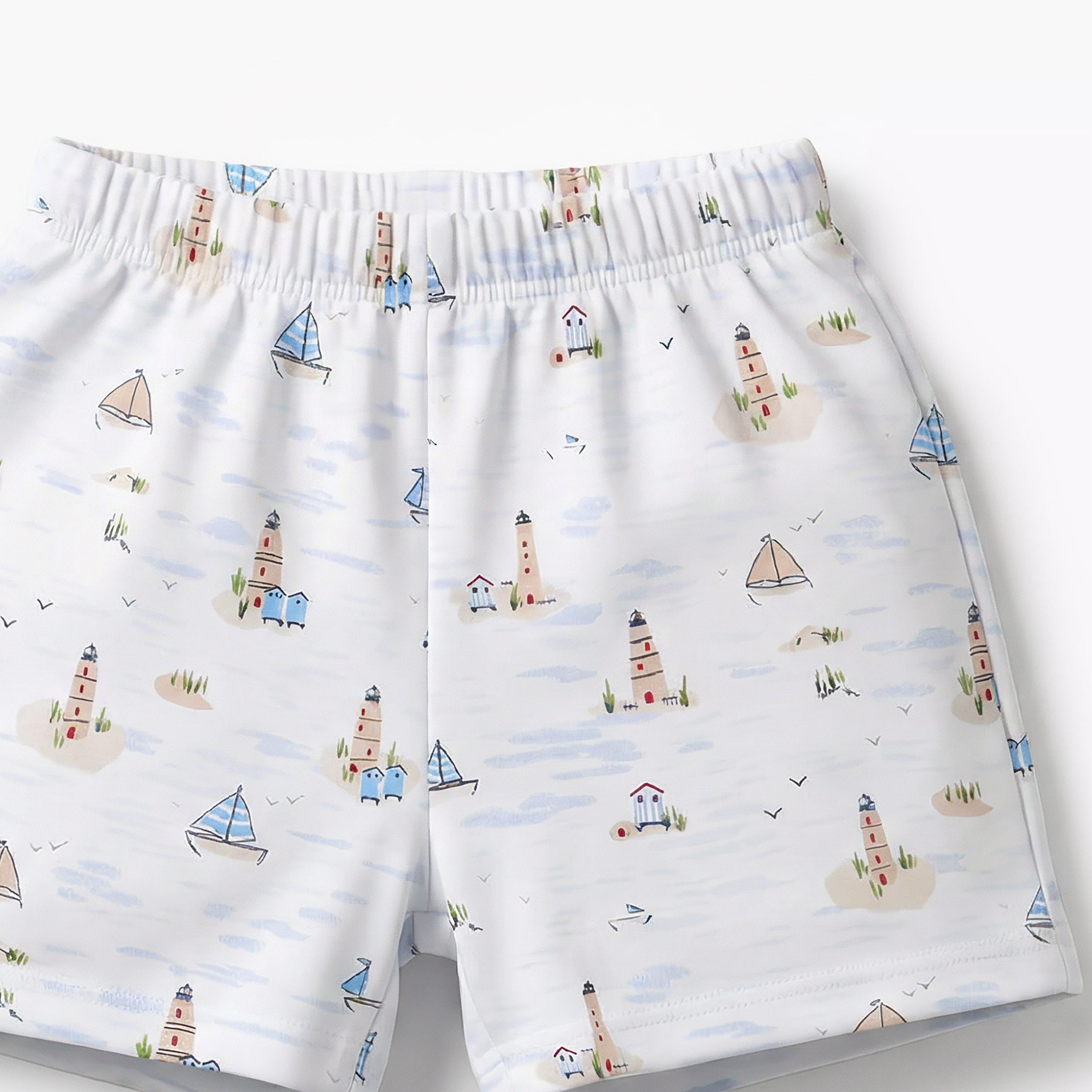 Juniors Cotton Collared Short Sleeves T-shirt and Shorts Set with Nautical Print