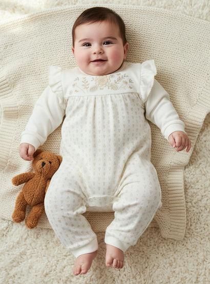 Giggles Cotton Round Neck Long Sleeves Sleepsuit with Floral Embroidery-baby-girls-clothing-nightwear-sleepsuits-image-1