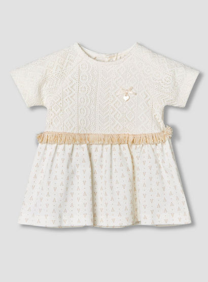 Giggles Short Sleeves A-line Dress with Lace Texture-baby-girls-clothing-dressesandjumpsuits-image-2