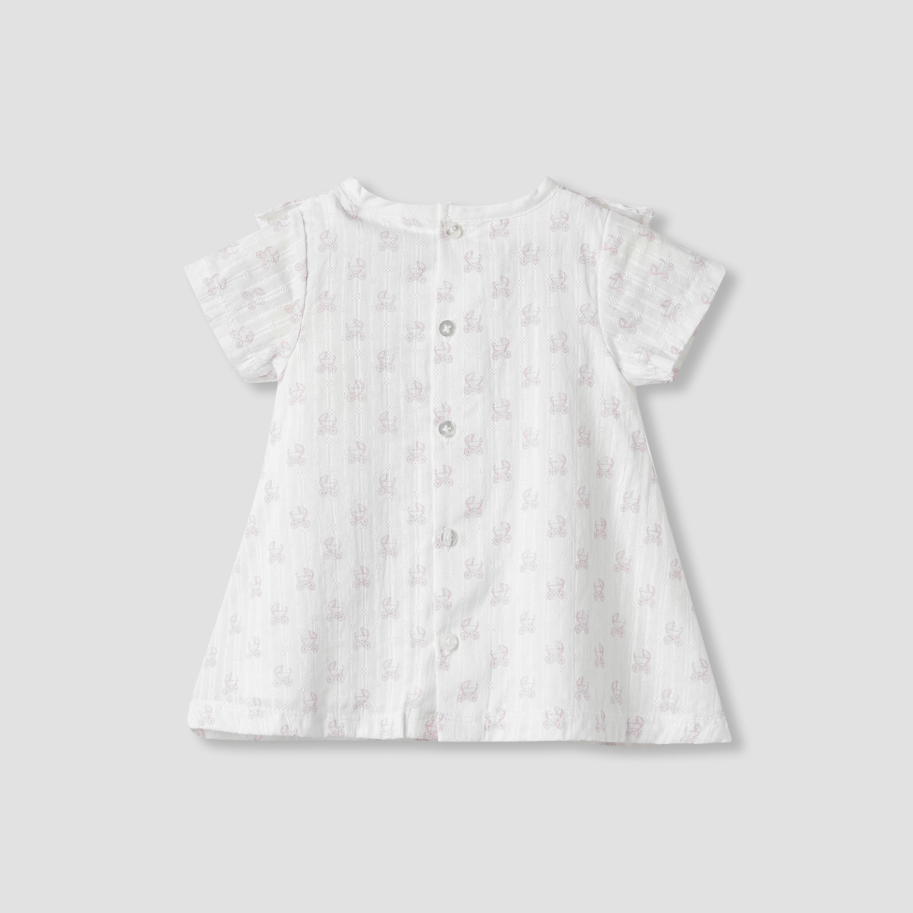 Giggles Printed A-line Dress with Pintuck and Ruffle Detail