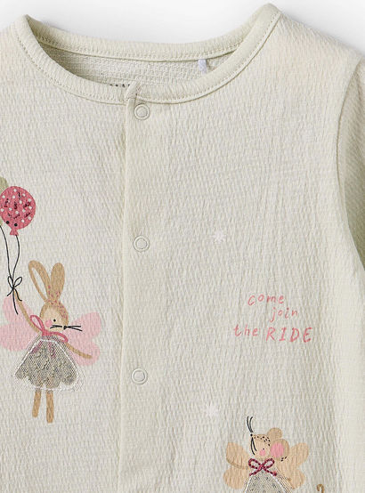 Juniors Crew Neck Long Sleeves Sleepsuit with Applique Bunny Design-baby-girls-clothing-nightwear-sleepsuits-image-3