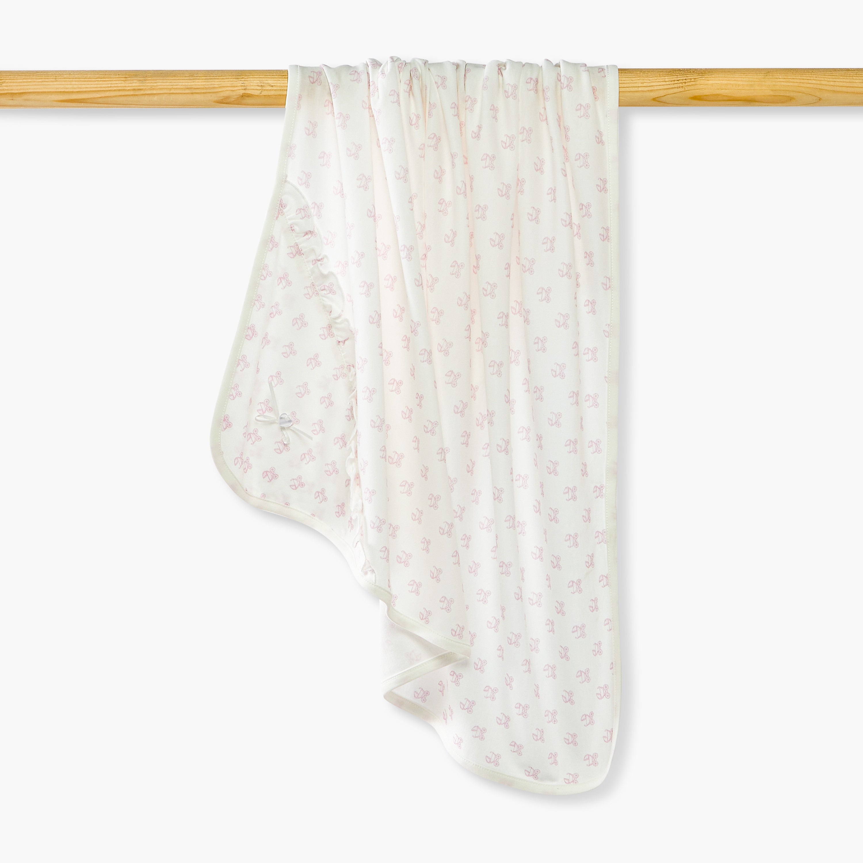 Giggles Printed Receiving Blanket with Bow and Ruffle Detail