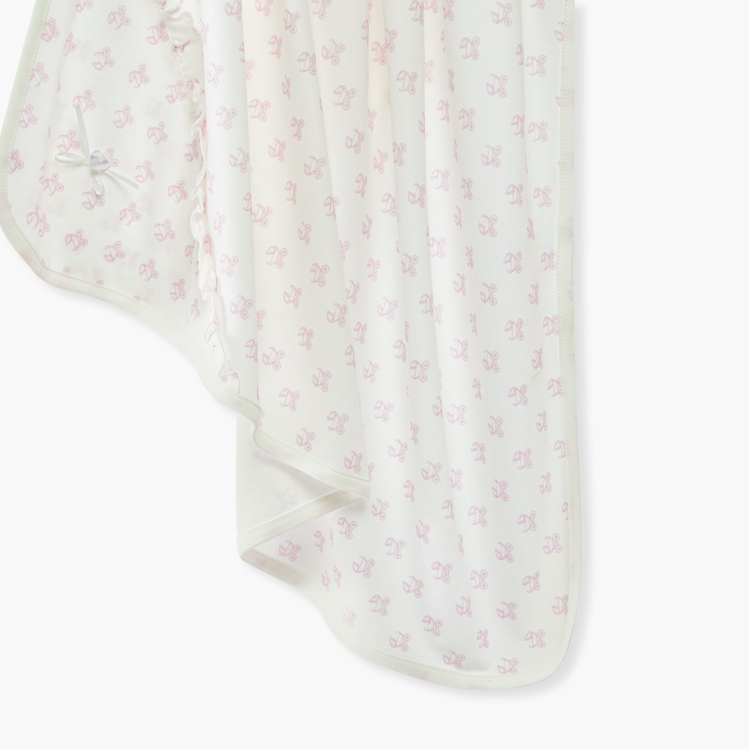 Giggles Printed Receiving Blanket with Bow and Ruffle Detail