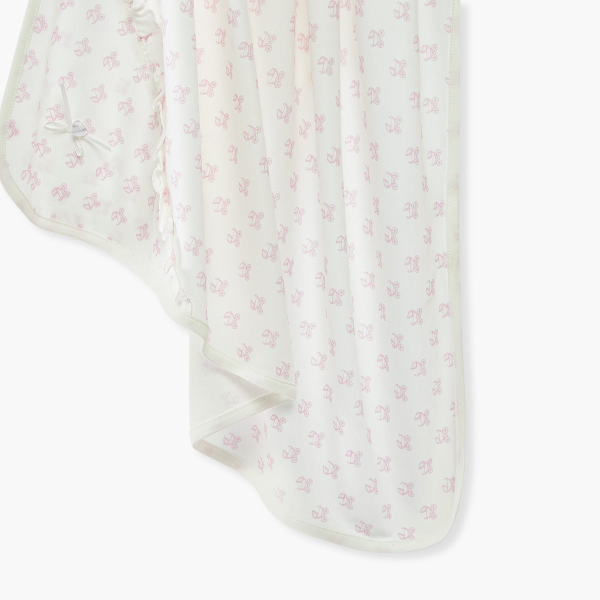 Giggles Printed Receiving Blanket with Bow and Ruffle Detail