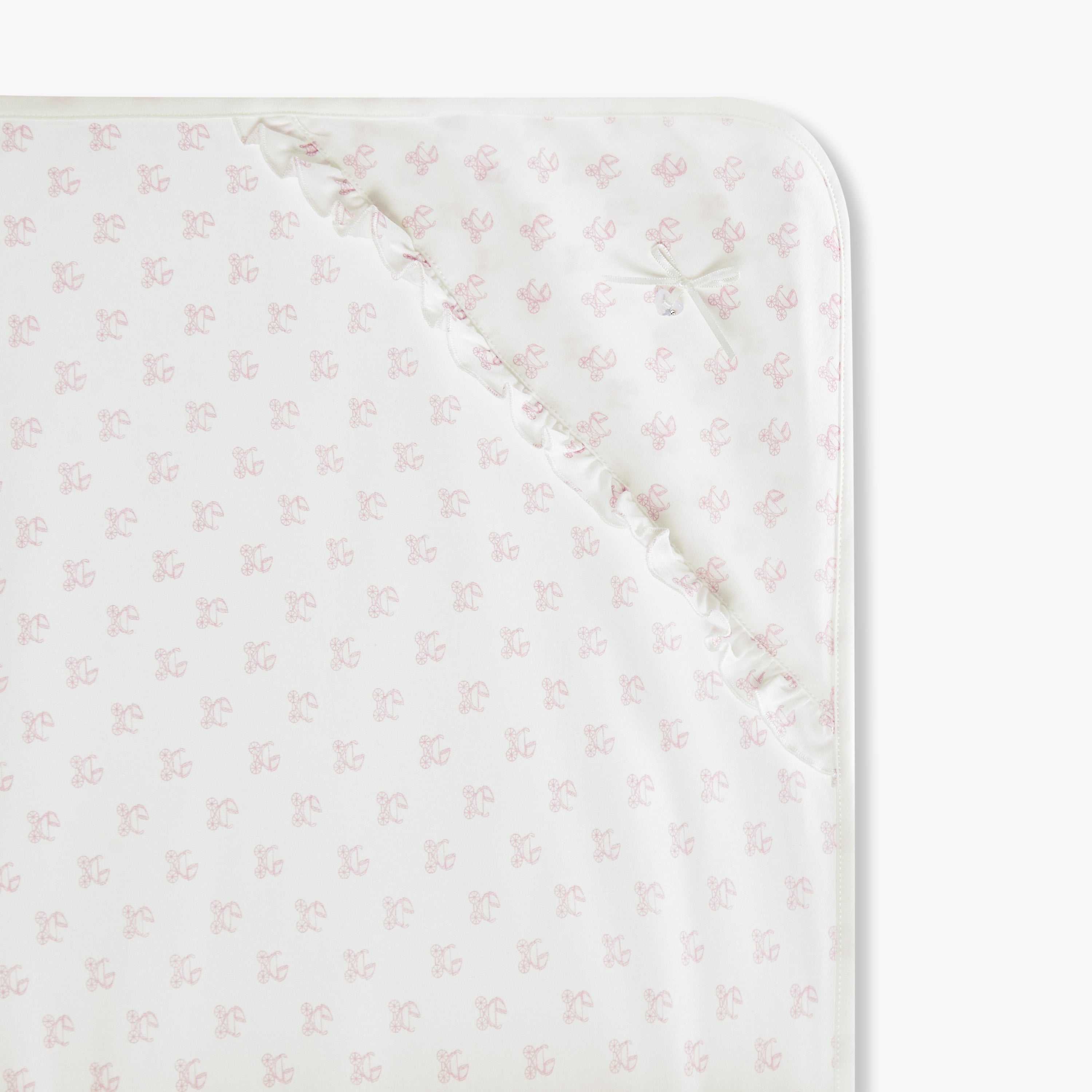 Giggles Printed Receiving Blanket with Bow and Ruffle Detail