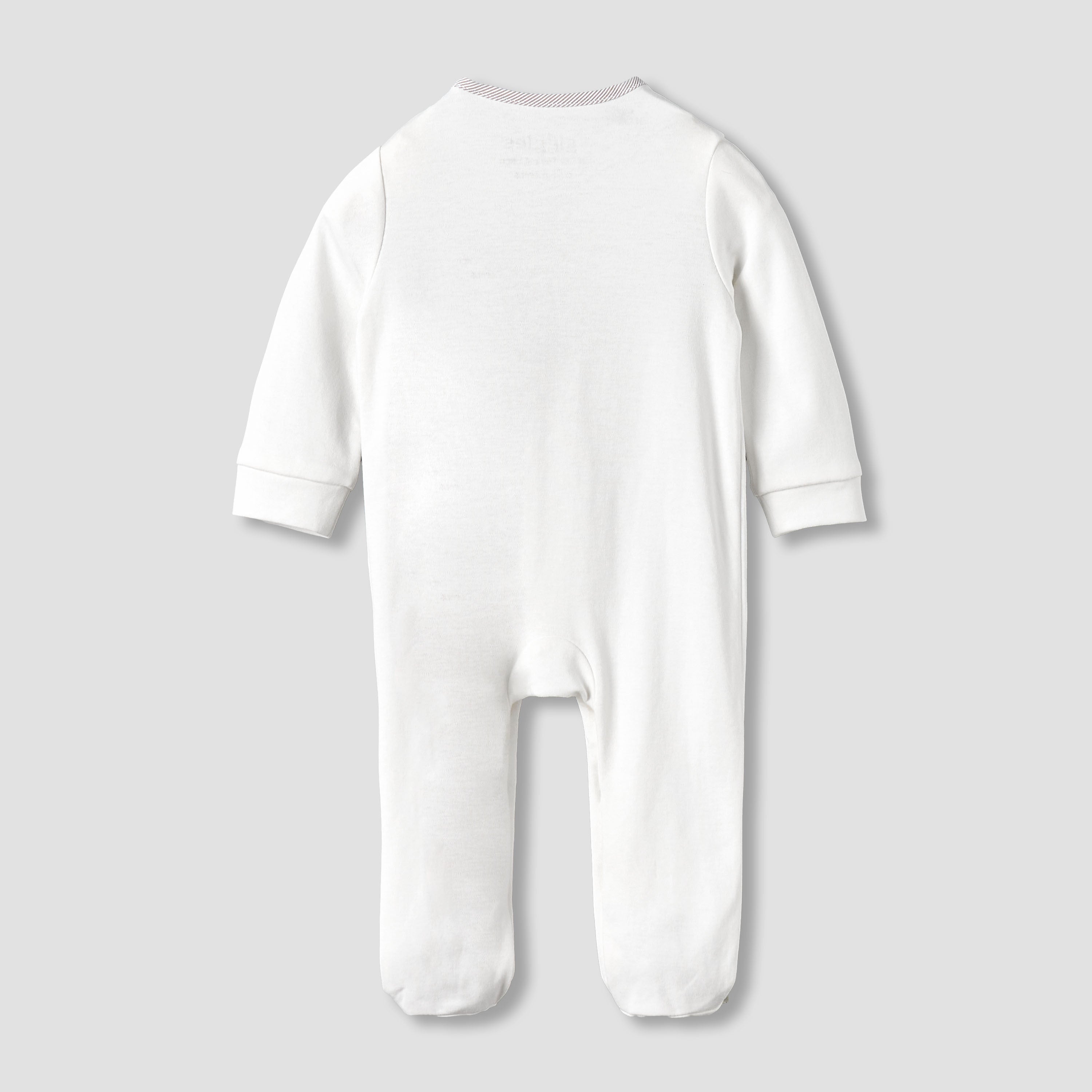 Giggles Cotton Round Neck Long Sleeves Sleepsuit with Snap Button Closure