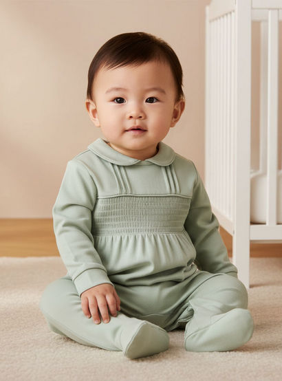 Giggles Pintuck Closed Feet Sleepsuit with Long Sleeves-baby-boys-clothing-nightwear-sleepsuits-image-8