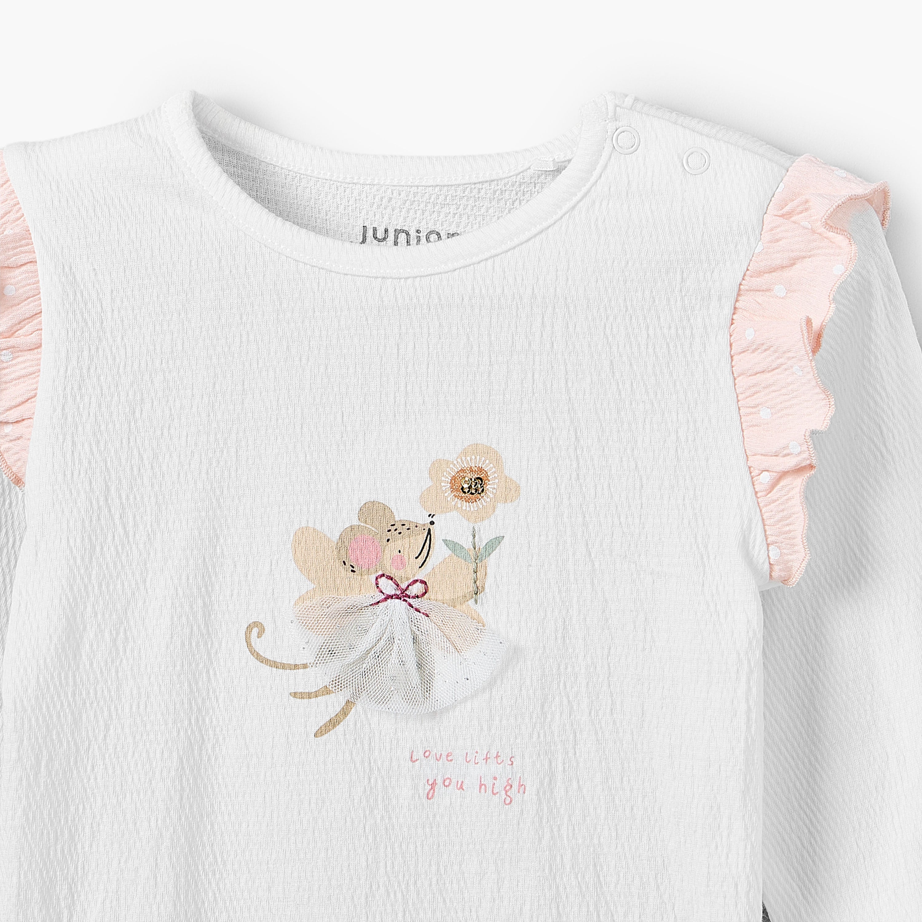 Juniors Cotton Round Neck Long Sleeves Pyjama Set with Graphic Print