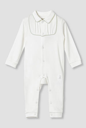 Giggles Pintuck Detail Collared Sleepsuit with Long Sleeves