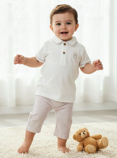 Giggles Cotton Collared Short Sleeves Pyjama Set with Striped Design-baby-boys-clothing-nightwear-pyjamasets-image-1