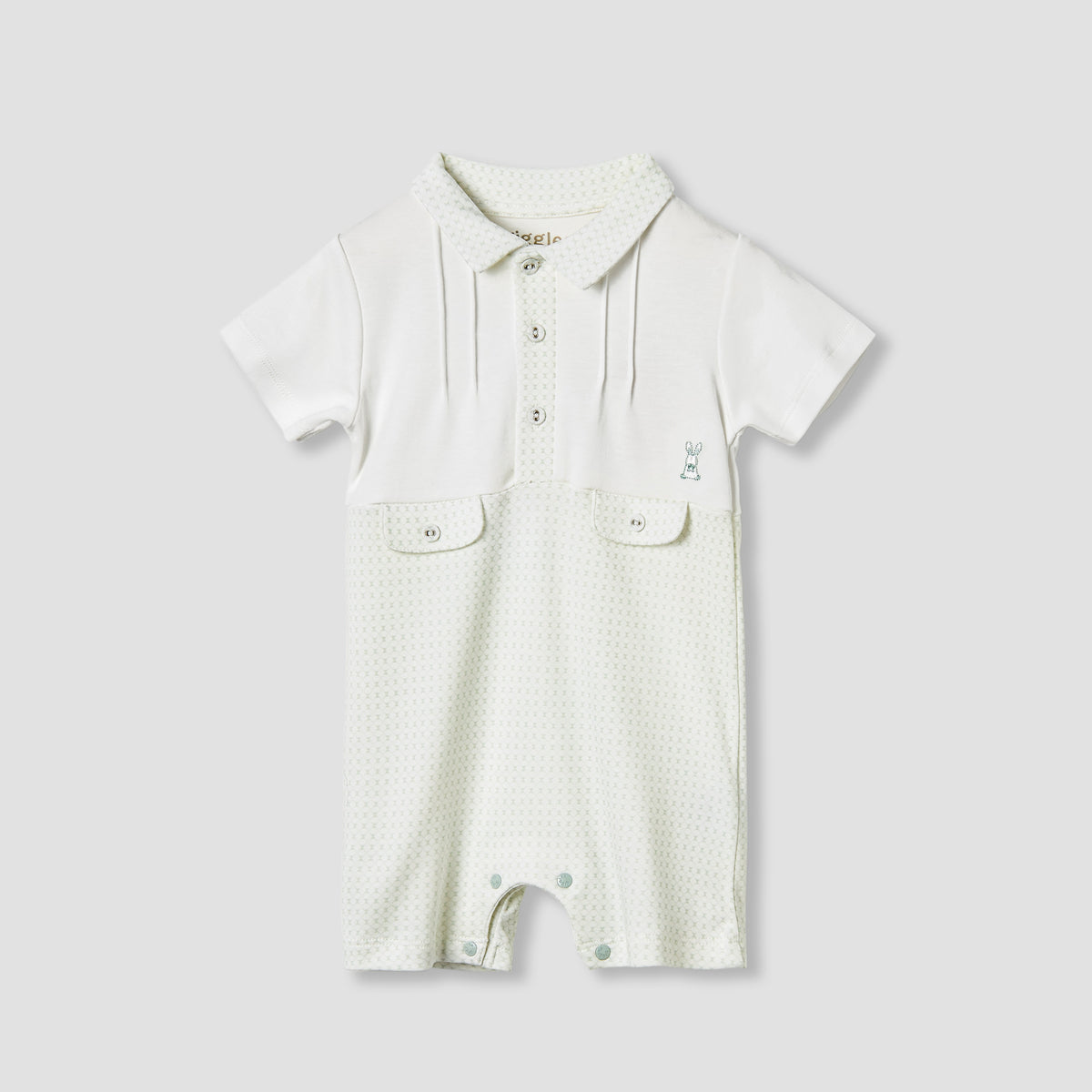 Giggles Printed Romper with Short Sleeves