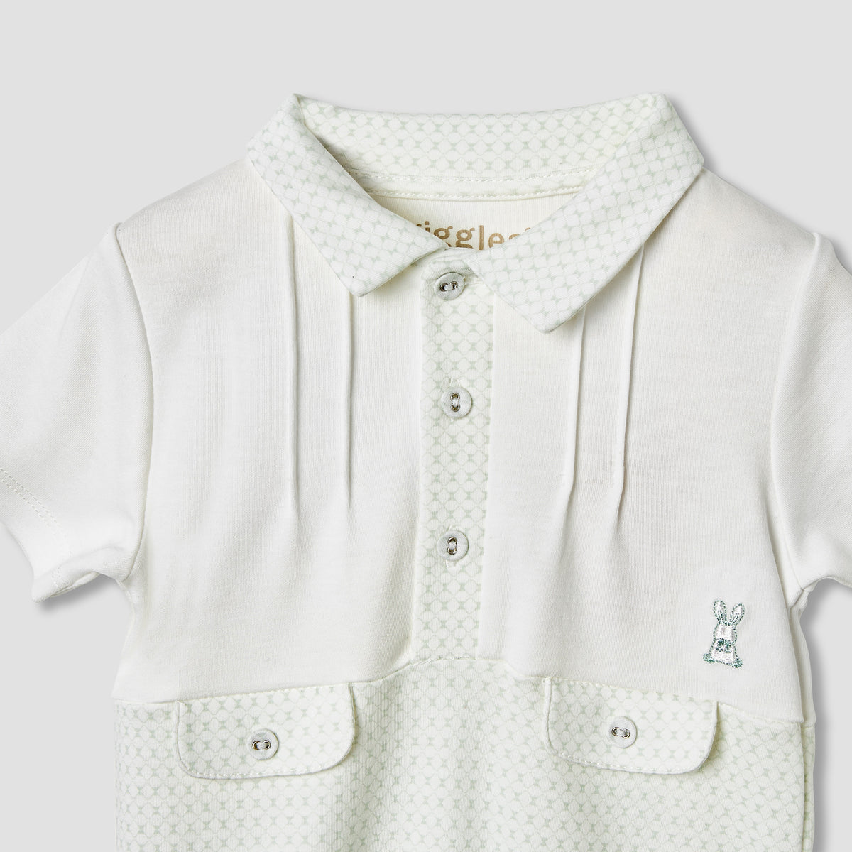 Giggles Printed Romper with Short Sleeves