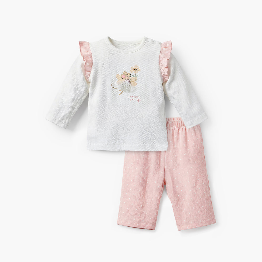 Giggles Cotton Collared Neck Long Sleeve Pyjama Set with Button Closure - Multicolour / 3-6 mths