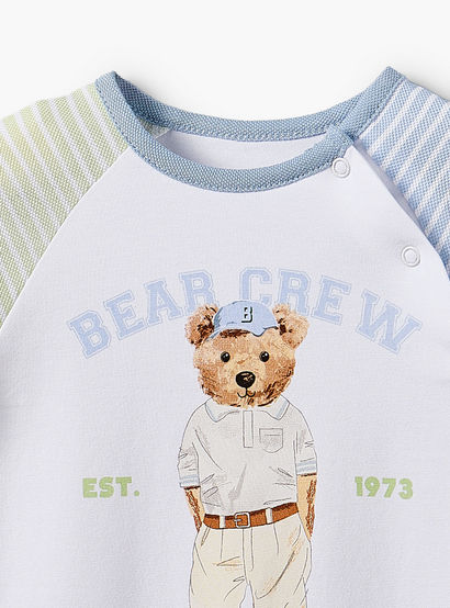 Juniors Cotton Round Neck Long Sleeves Sleepsuit with Bear Print-baby-boys-clothing-nightwear-sleepsuits-image-4